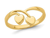 14K Yellow Gold Double Heart Drop V Ring (SIZE 6)